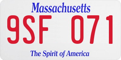 MA license plate 9SF071