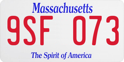 MA license plate 9SF073