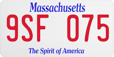 MA license plate 9SF075