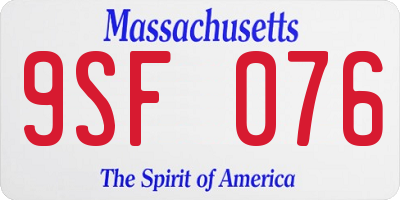 MA license plate 9SF076