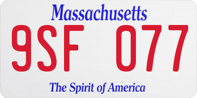 MA license plate 9SF077
