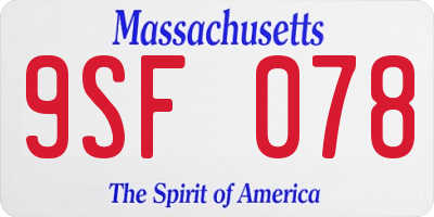 MA license plate 9SF078