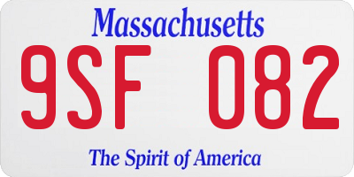 MA license plate 9SF082