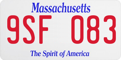 MA license plate 9SF083