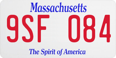 MA license plate 9SF084
