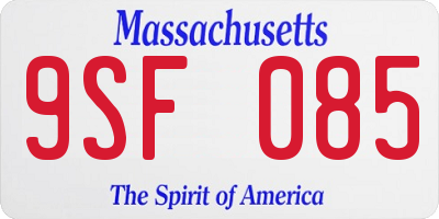 MA license plate 9SF085