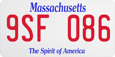 MA license plate 9SF086