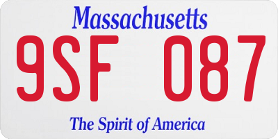 MA license plate 9SF087