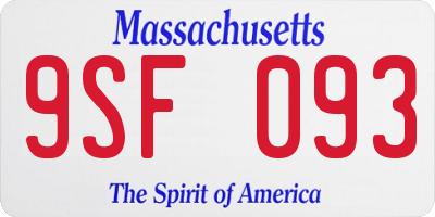 MA license plate 9SF093