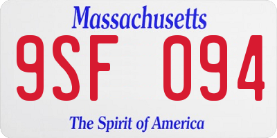 MA license plate 9SF094