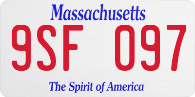MA license plate 9SF097