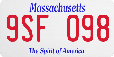 MA license plate 9SF098