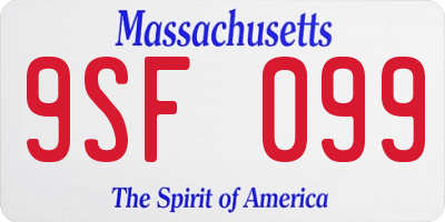 MA license plate 9SF099