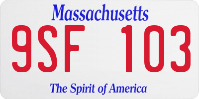 MA license plate 9SF103