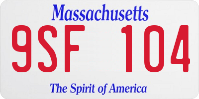 MA license plate 9SF104