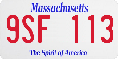 MA license plate 9SF113