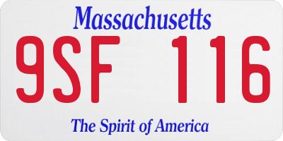 MA license plate 9SF116