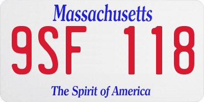 MA license plate 9SF118