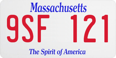 MA license plate 9SF121