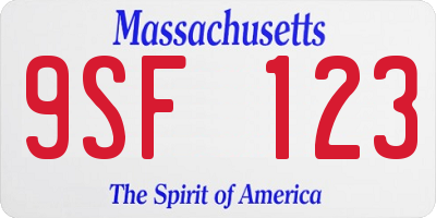 MA license plate 9SF123