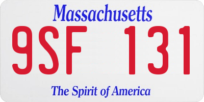 MA license plate 9SF131