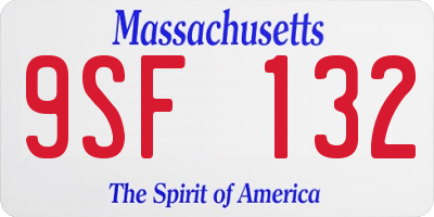 MA license plate 9SF132