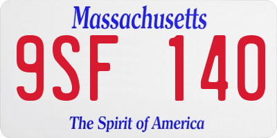 MA license plate 9SF140