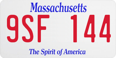 MA license plate 9SF144