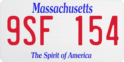 MA license plate 9SF154