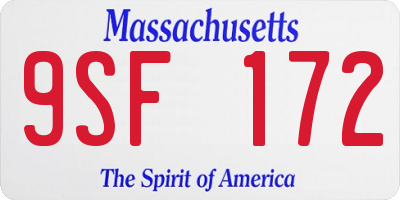 MA license plate 9SF172