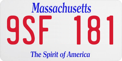 MA license plate 9SF181