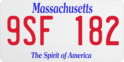 MA license plate 9SF182