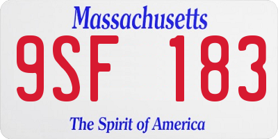 MA license plate 9SF183
