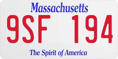 MA license plate 9SF194