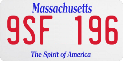 MA license plate 9SF196