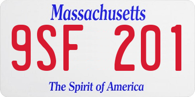 MA license plate 9SF201