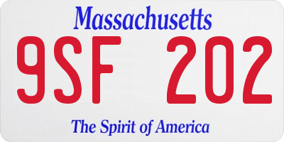 MA license plate 9SF202