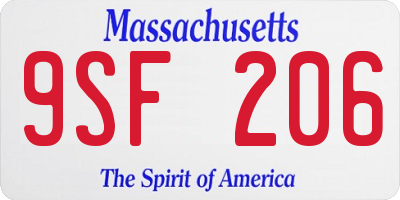 MA license plate 9SF206