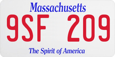 MA license plate 9SF209
