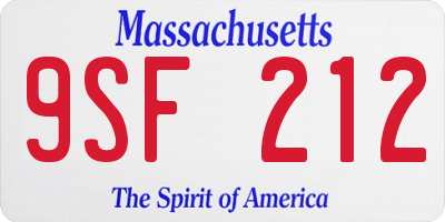 MA license plate 9SF212