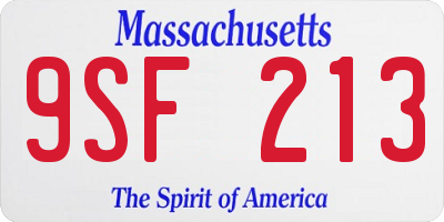 MA license plate 9SF213