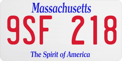 MA license plate 9SF218