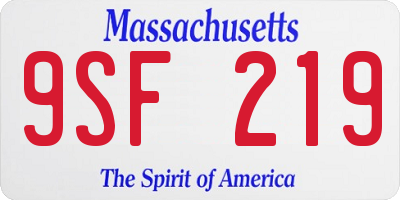 MA license plate 9SF219
