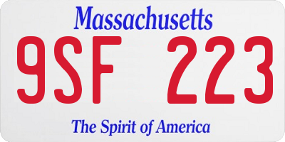 MA license plate 9SF223