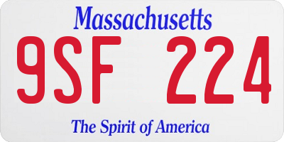 MA license plate 9SF224