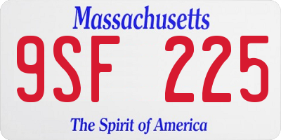 MA license plate 9SF225