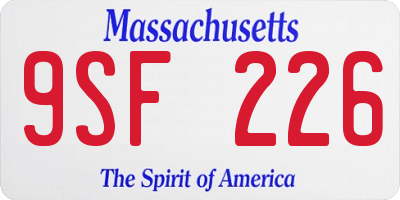 MA license plate 9SF226