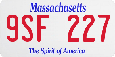 MA license plate 9SF227