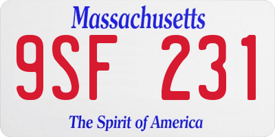 MA license plate 9SF231