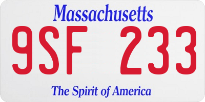 MA license plate 9SF233